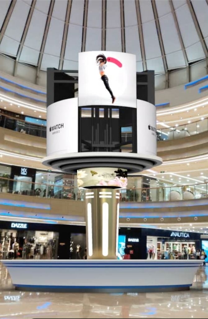 Creative circular rotating lifting LED system
